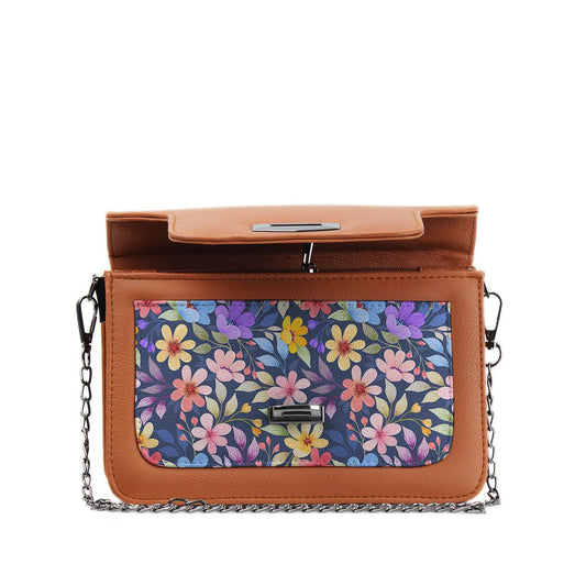 Havana Mini Embossed Chain Bag Floral Purple - CANVAEGYPT