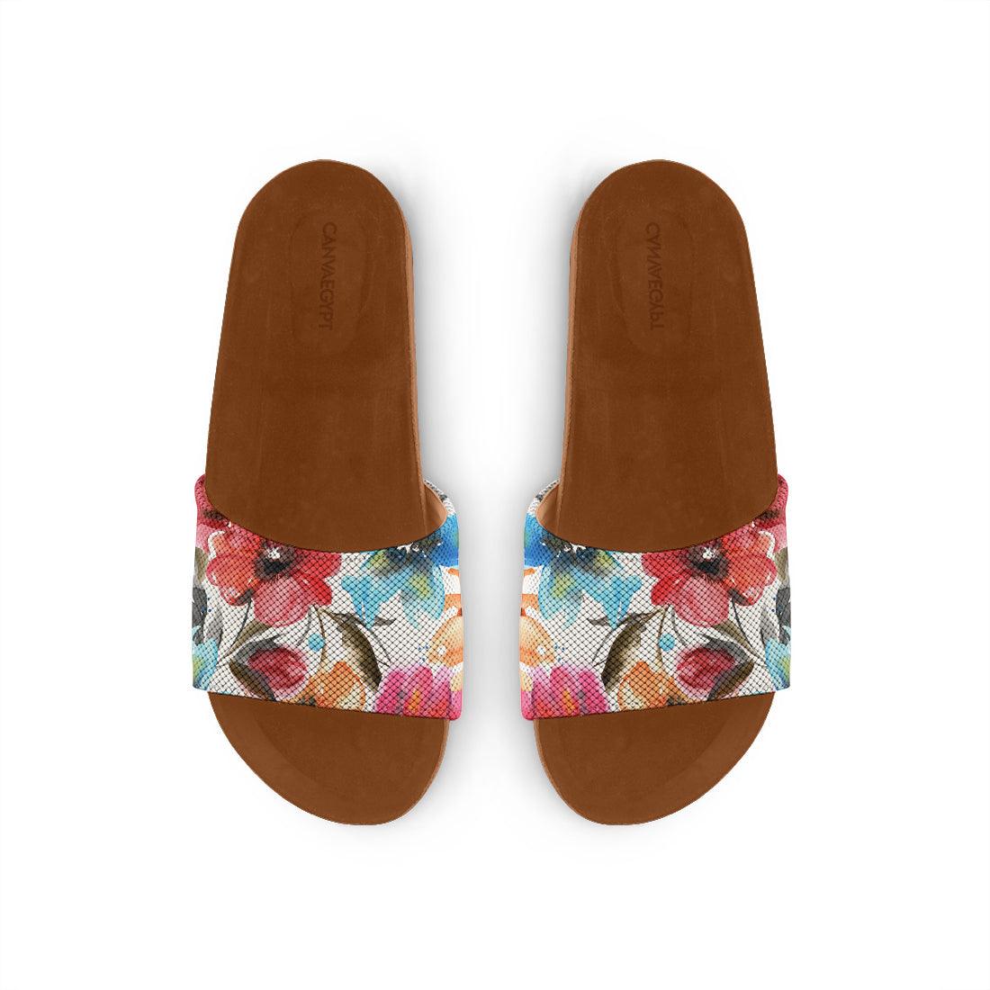 Havana Slide Slipper White Floral - CANVAEGYPT