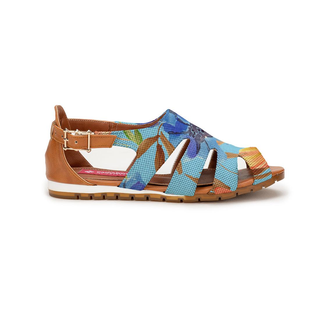 Havana Spider Toe Sandal Blue Floral - CANVAEGYPT
