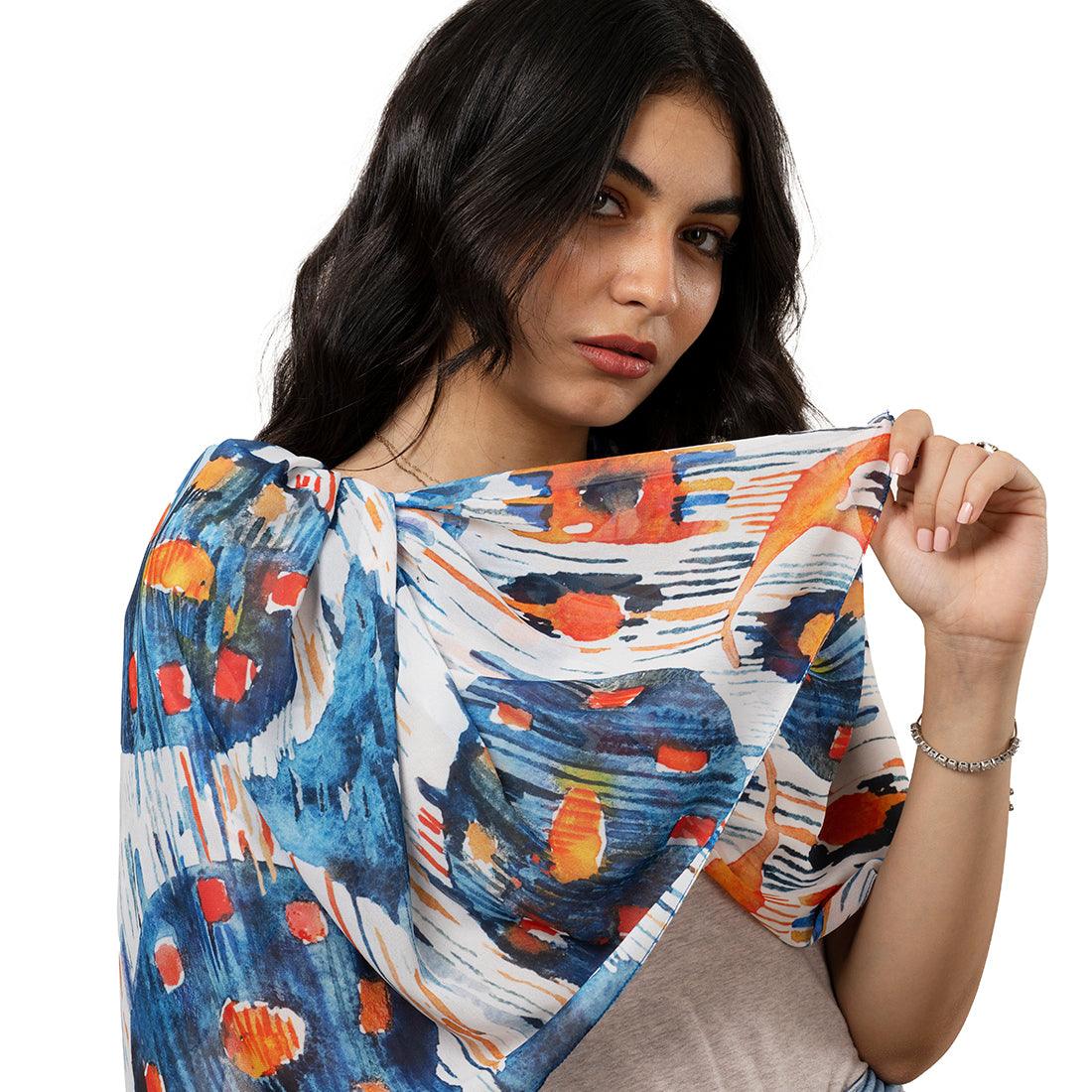 Hijab Scarf Blue circle - CANVAEGYPT
