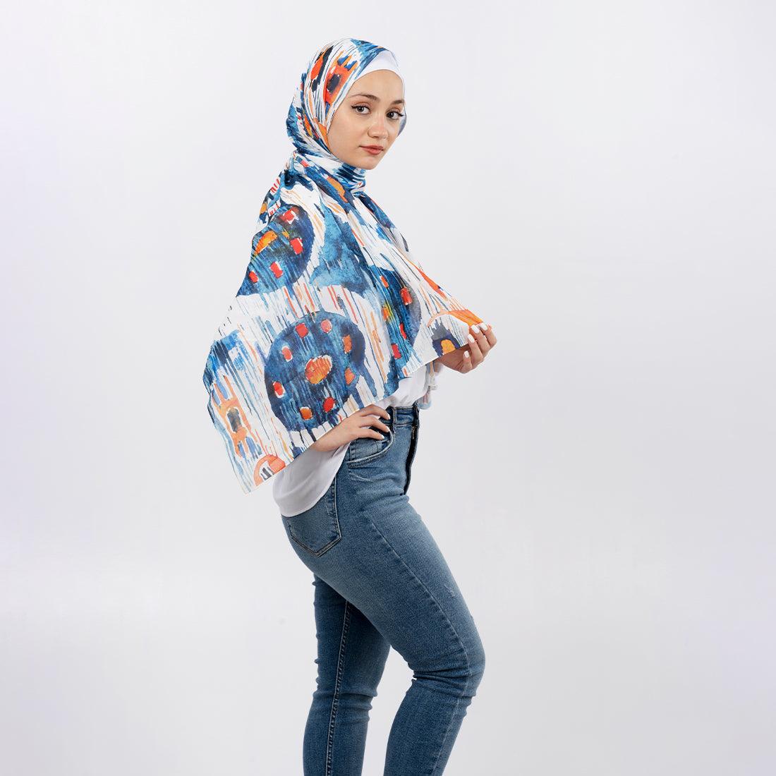 Hijab Scarf Blue circle - CANVAEGYPT