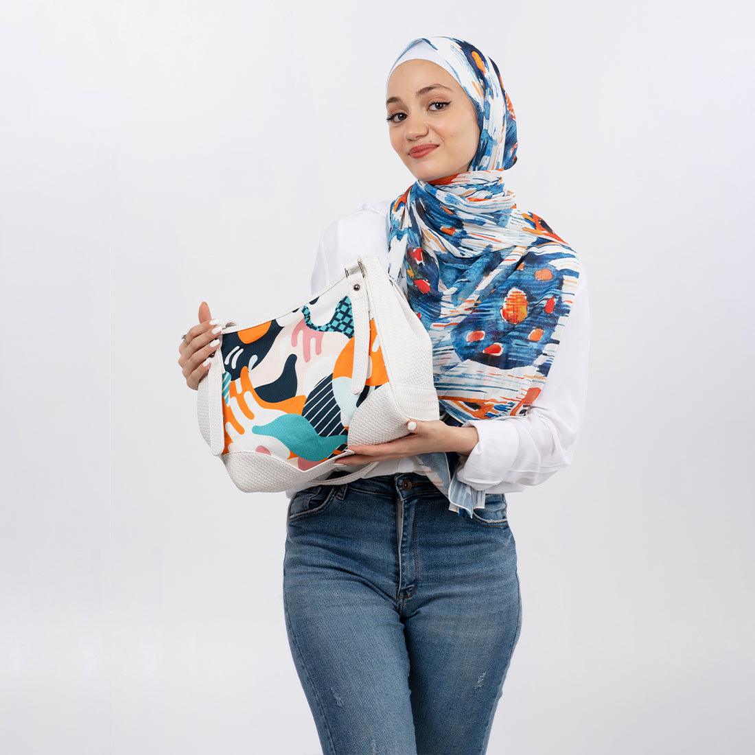 Hijab Scarf Blue circle - CANVAEGYPT