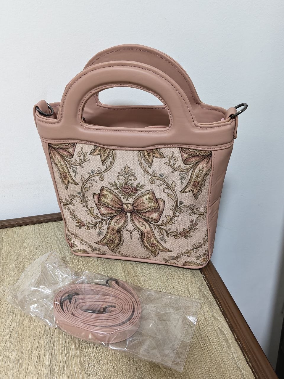 Rose Top Handle Handbag Romantic Coquette Vintage Rose Lace Bows