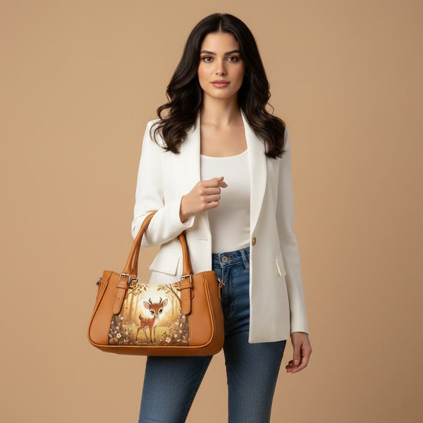 Havana Curve Satchel – Sweet Watercolor Baby Deer - 1