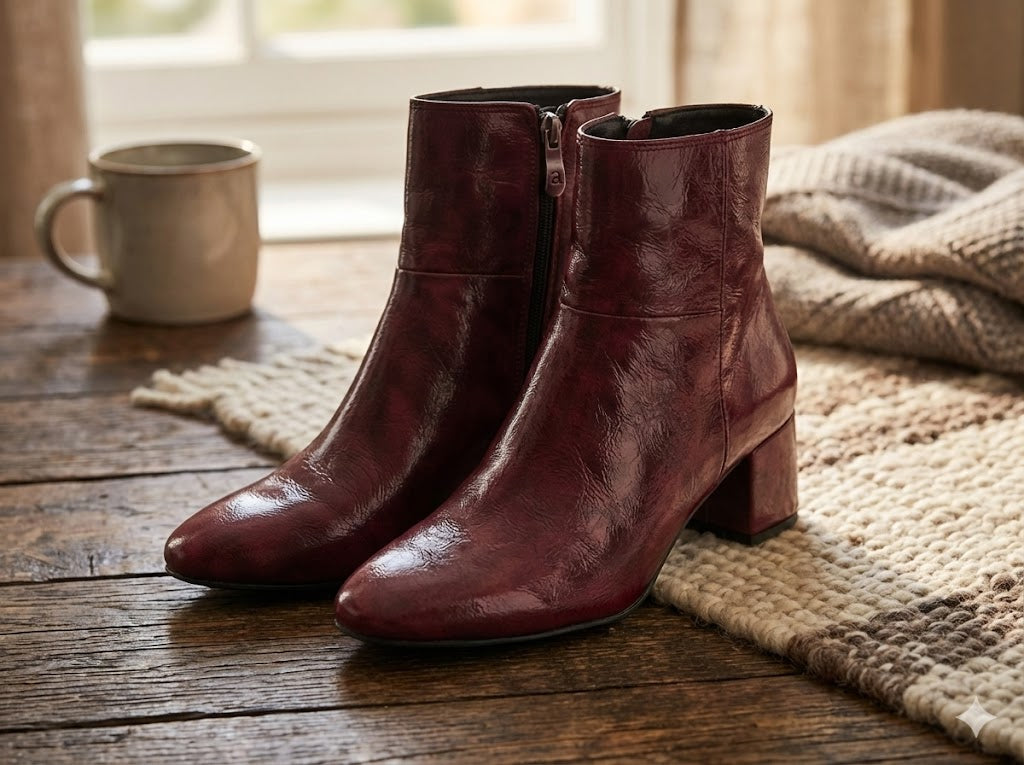 Burgundy Urban Step Ankle Boots