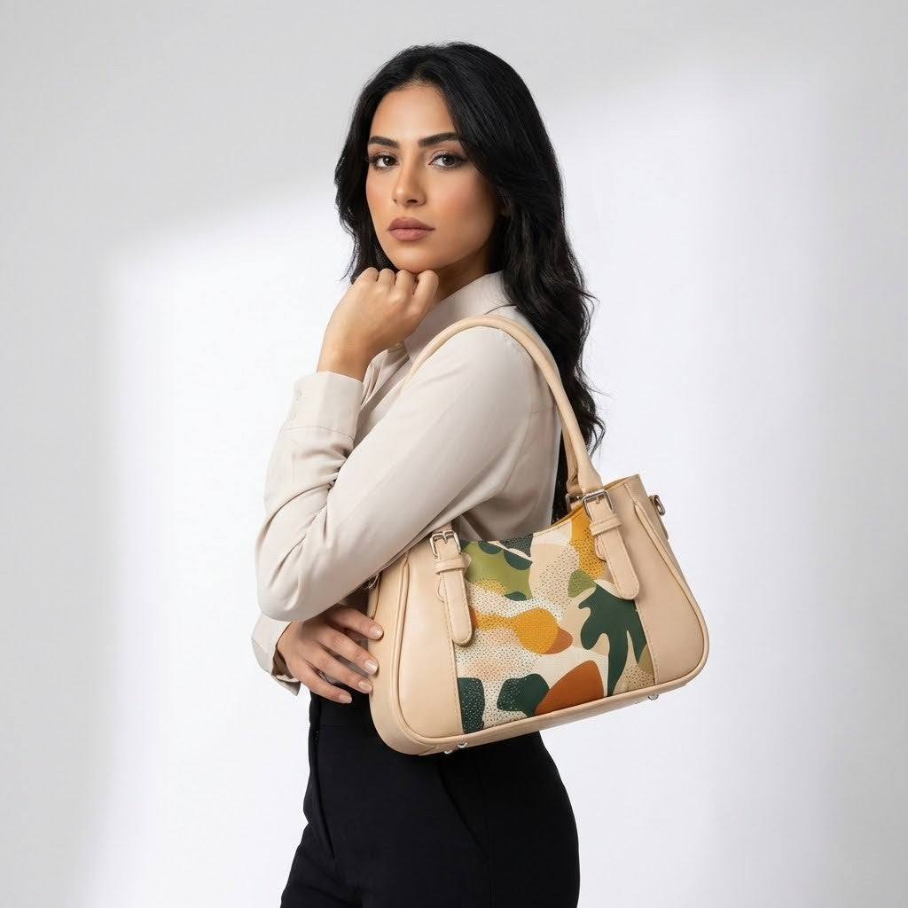 Beige Curve Satchel – Sleek, Stylish, Everyday
