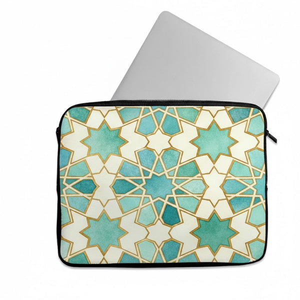 Laptop Sleeve Modern Teal Arabesque Ramadan - 1