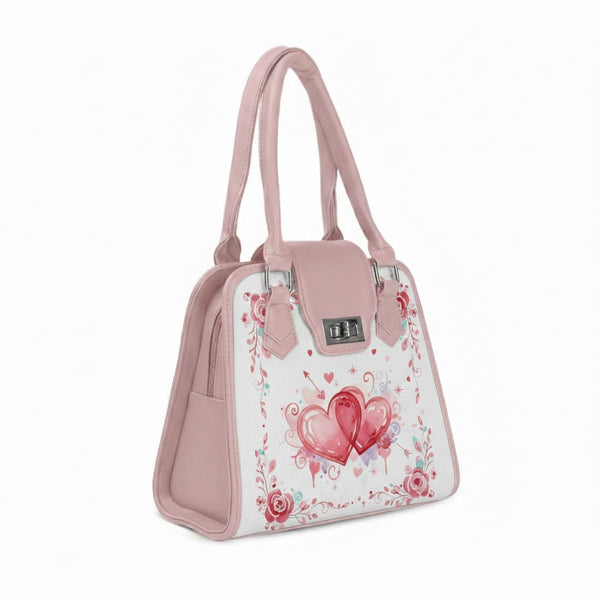Rose Metropolitan Charm Bag Watercolor Two Hearts Valentine Floral Sublimation Art