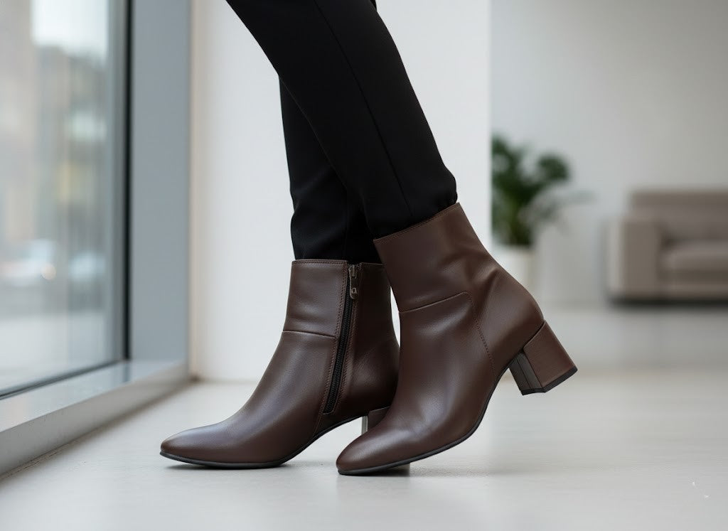 dark brown Bold Stride Ankle Boots