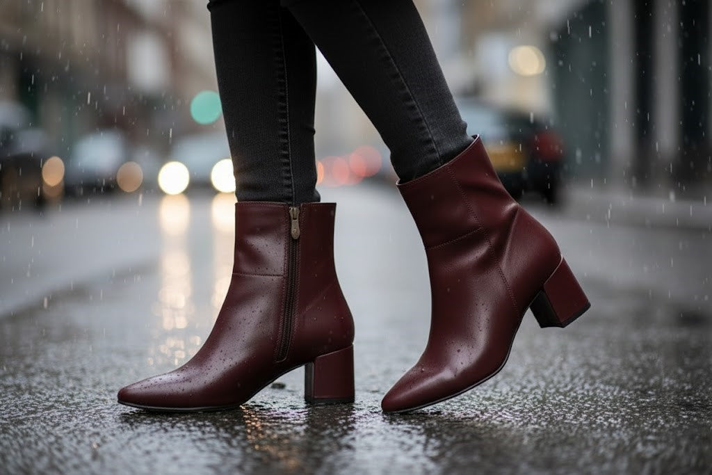 burgundy Bold Stride Ankle Boots