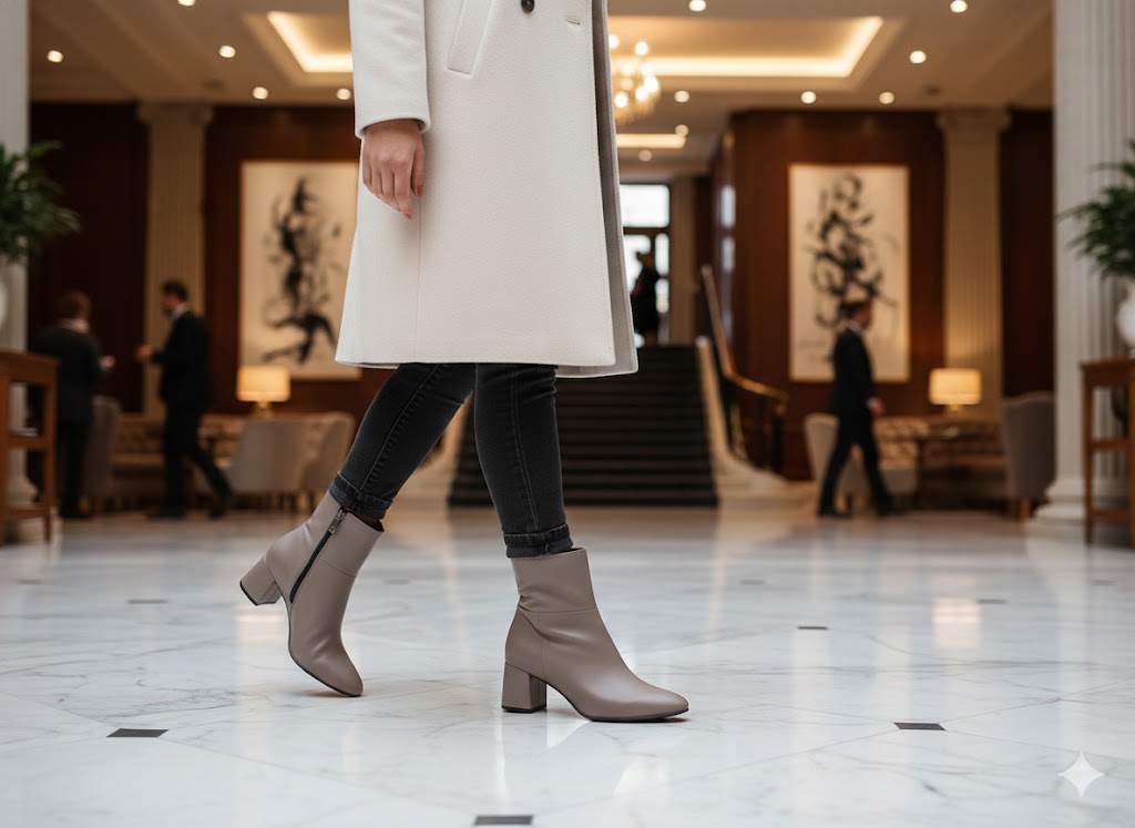 Cafe Taupe Bold Stride Ankle Boots