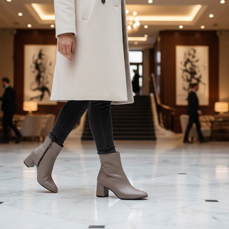 Cafe Taupe Bold Stride Ankle Boots