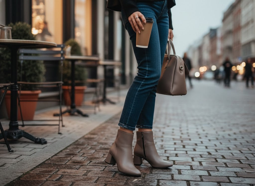 Cafe Taupe Bold Stride Ankle Boots