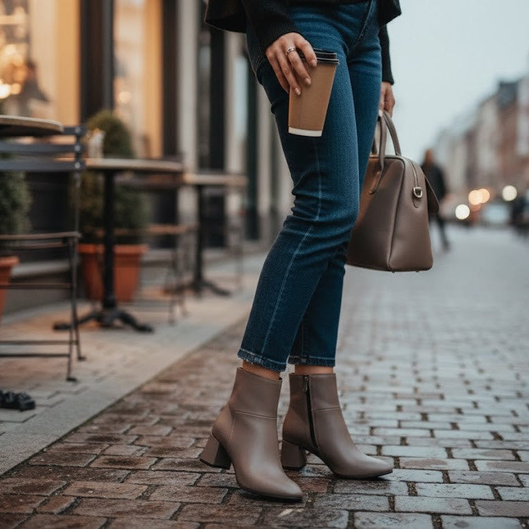 Cafe Taupe Bold Stride Ankle Boots