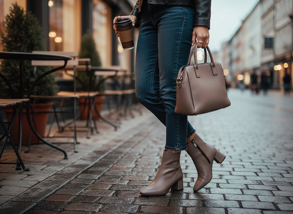 Cafe Taupe Bold Stride Ankle Boots
