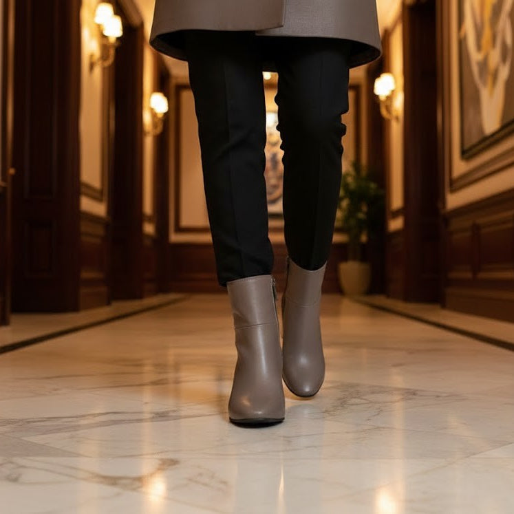 Cafe Taupe Bold Stride Ankle Boots