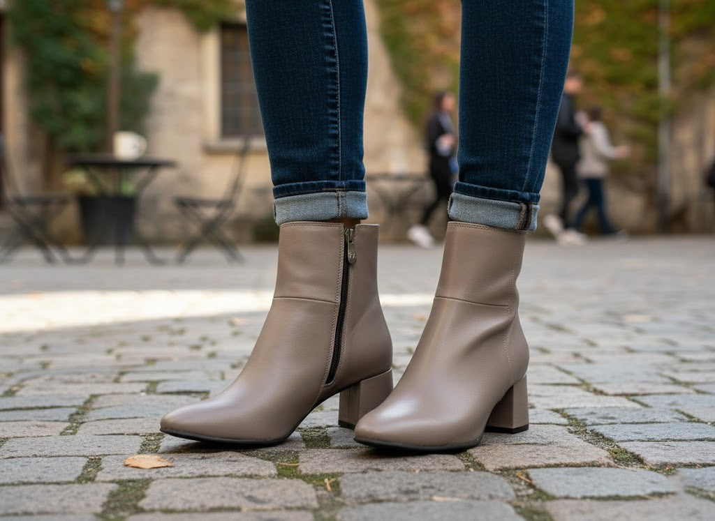 Cafe Taupe Bold Stride Ankle Boots