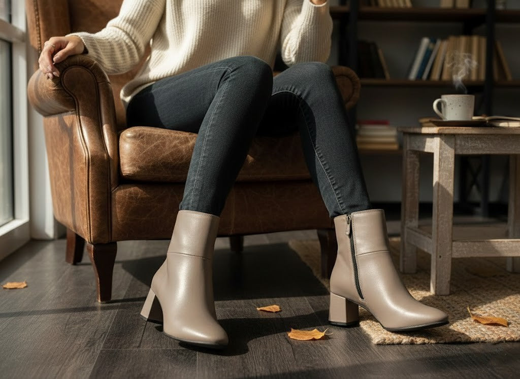 Cafe Taupe Bold Stride Ankle Boots