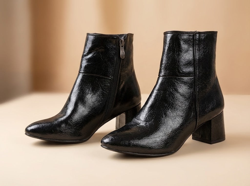 Black Urban Step Ankle Boots