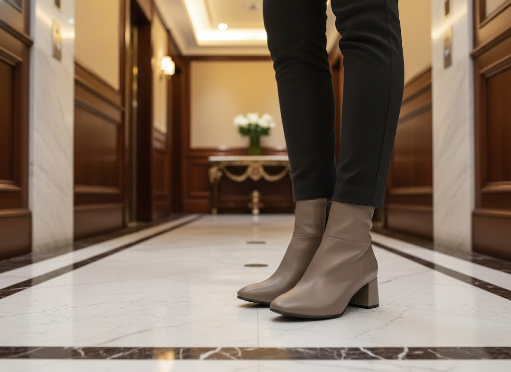 Cafe Taupe Bold Stride Ankle Boots