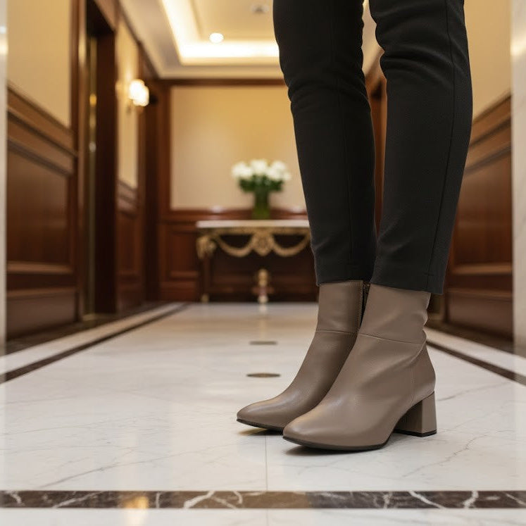 Cafe Taupe Bold Stride Ankle Boots