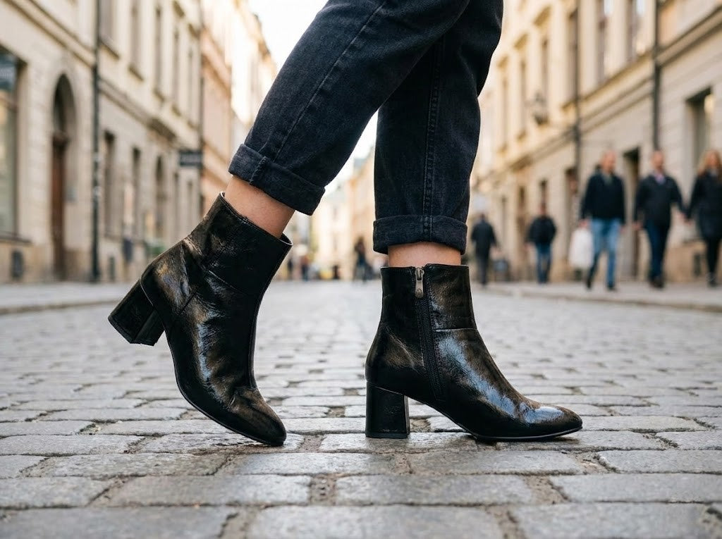 Black Urban Step Ankle Boots