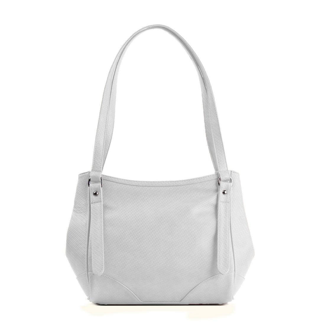 White Leather Tote Bag Floary - CANVAEGYPT