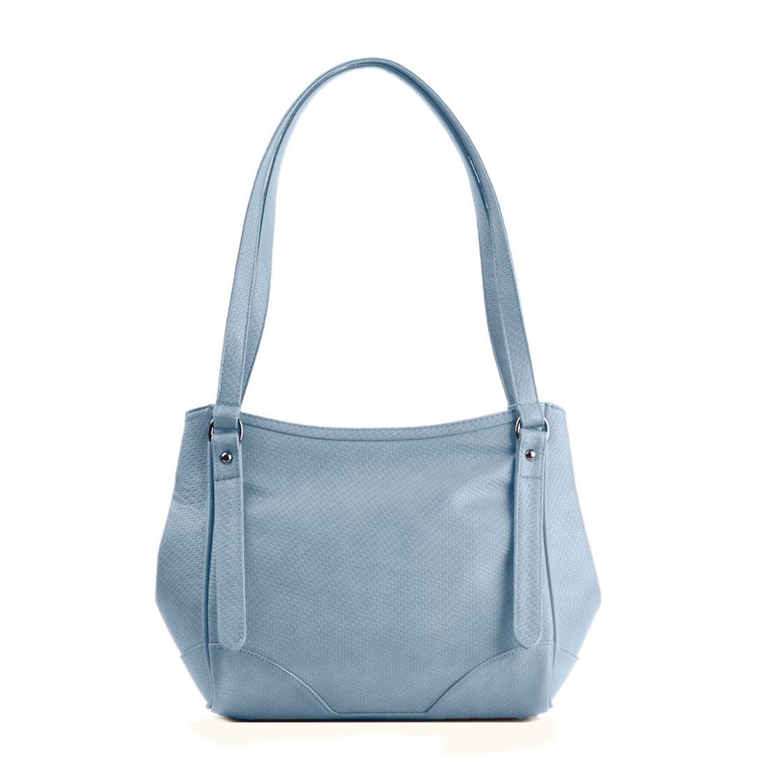 Blue Leather Tote Bag Floral Blue - CANVAEGYPT