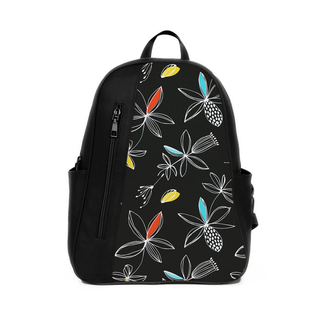 Black Mixed Backpack Flower lines