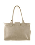 Beige Double Handle Large Bag Abstract Shapes
