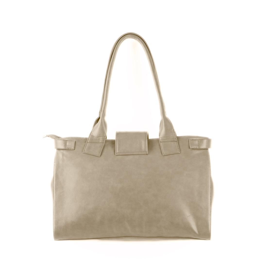 Beige Double Handle Large Bag Leafs - CANVAEGYPT