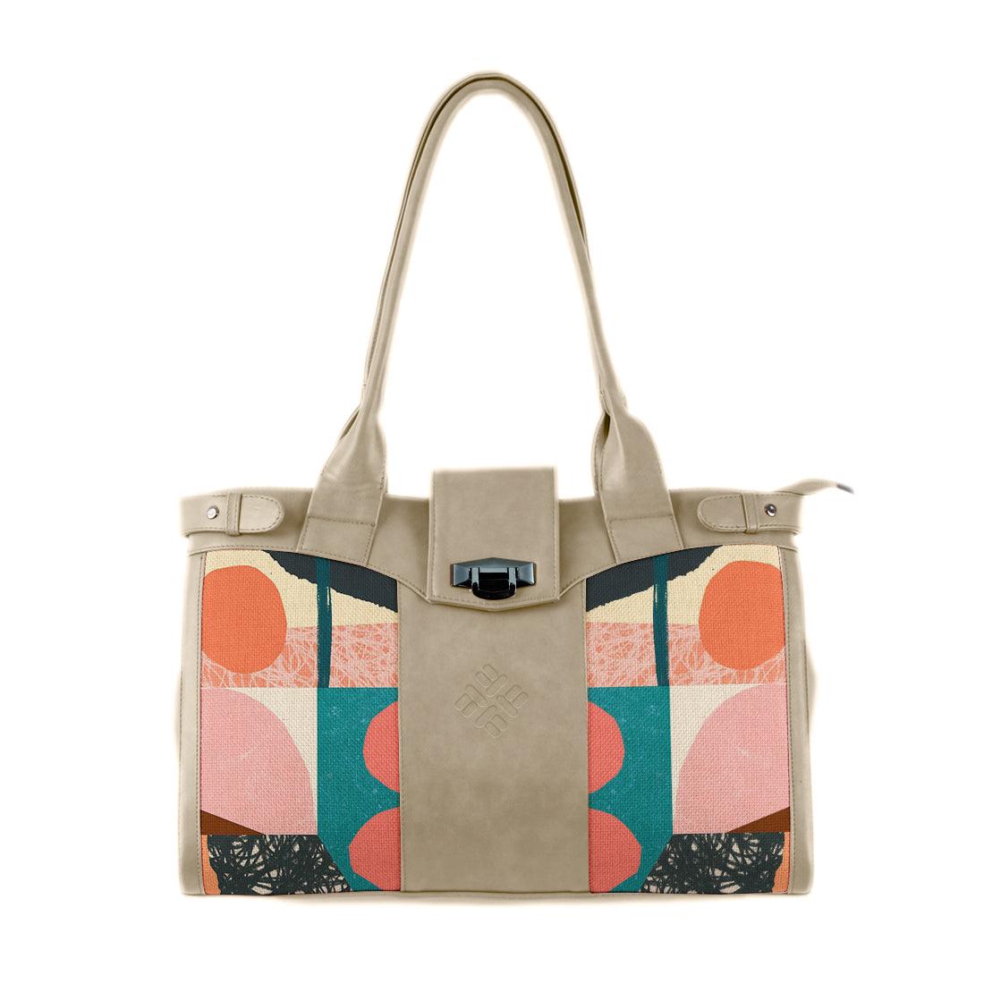 Beige Double Handle Large Bag Art - CANVAEGYPT