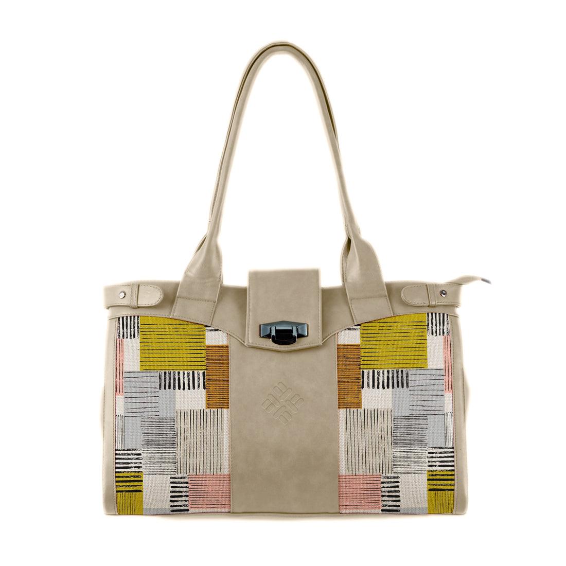 Beige Double Handle Large Bag Block - CANVAEGYPT