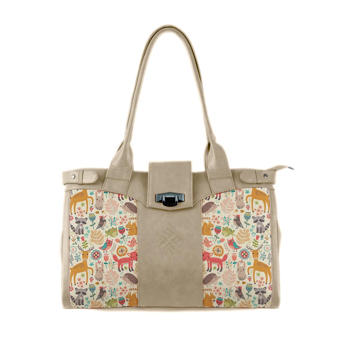 Beige Double Handle Large Bag Forest - CANVAEGYPT