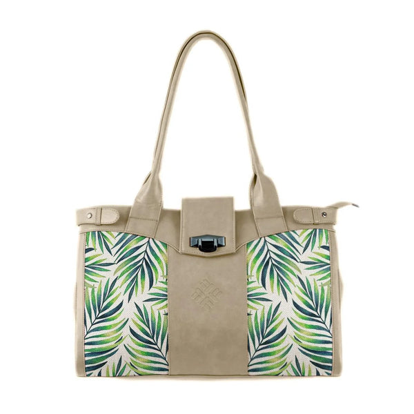 Beige Double Handle Large Bag Palm - CANVAEGYPT