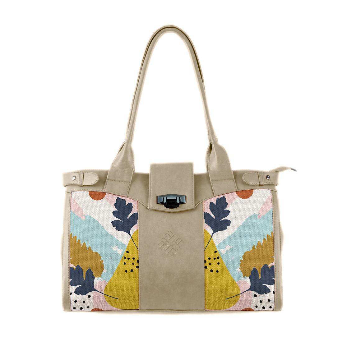 Beige Double Handle Large Bag Pattern - CANVAEGYPT