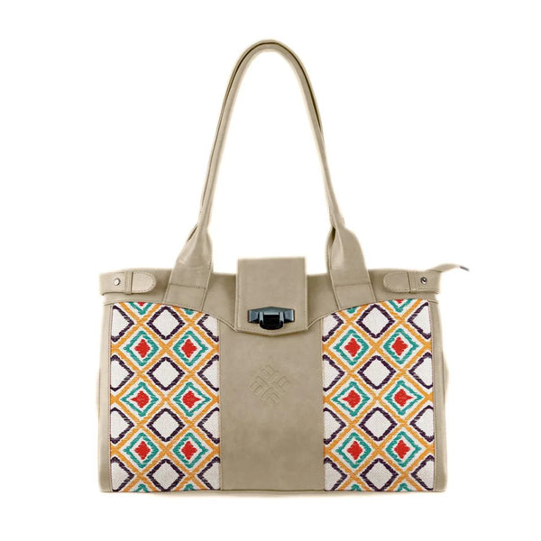 Beige Double Handle Large Bag Pixely - CANVAEGYPT