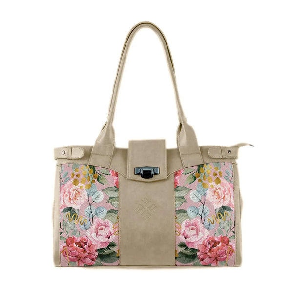 Beige Double Handle Large Bag Watercolor gentle - CANVAEGYPT