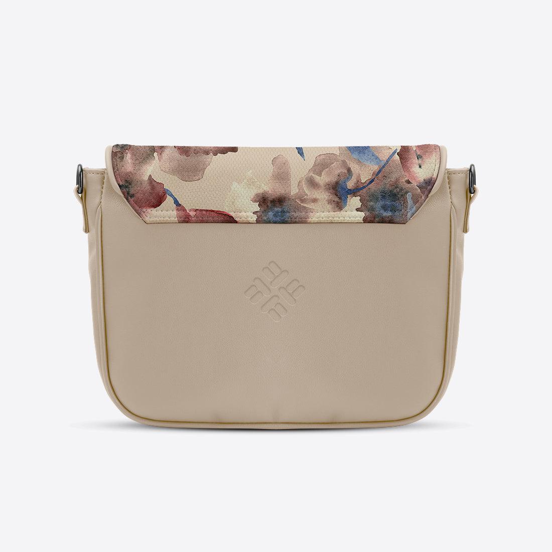 Beige Messenger Crossbody Flowers - CANVAEGYPT