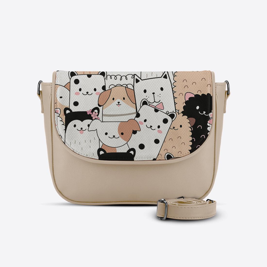 Beige Messenger Crossbody Cute Pets - CANVAEGYPT