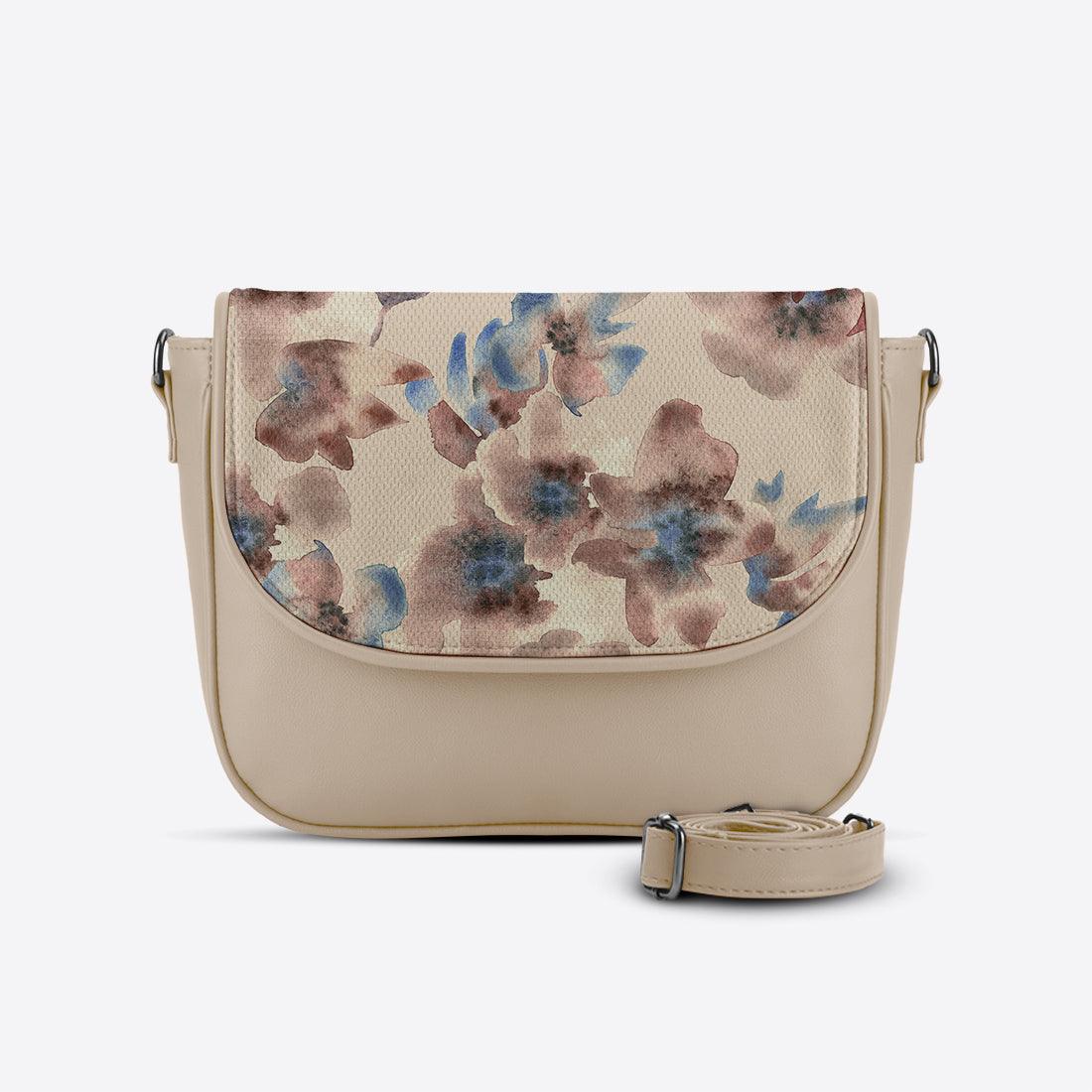 Beige Messenger Crossbody Flowers - CANVAEGYPT