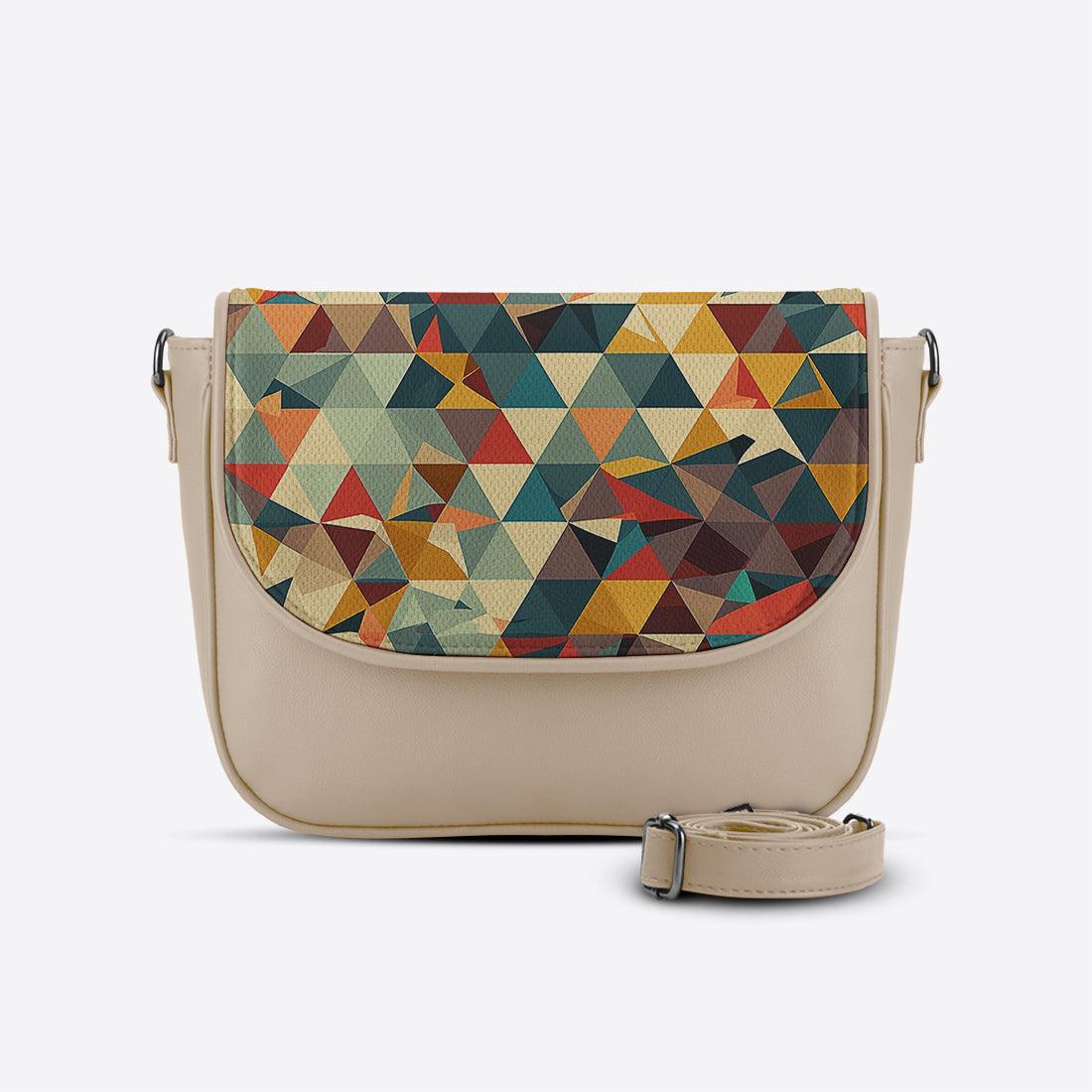 Beige Messenger Crossbody Glass Triangles - CANVAEGYPT