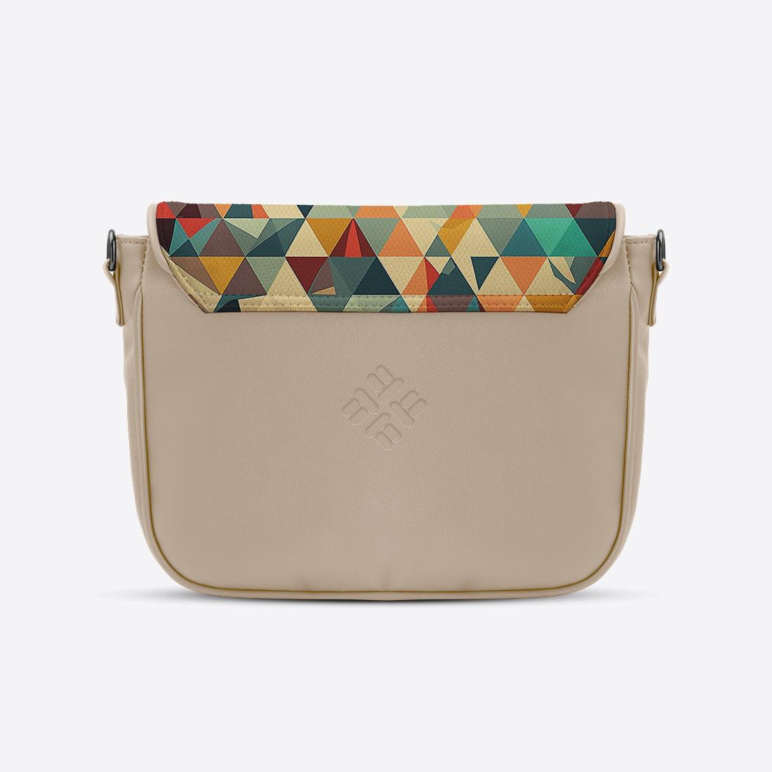 Beige Messenger Crossbody Glass Triangles - CANVAEGYPT