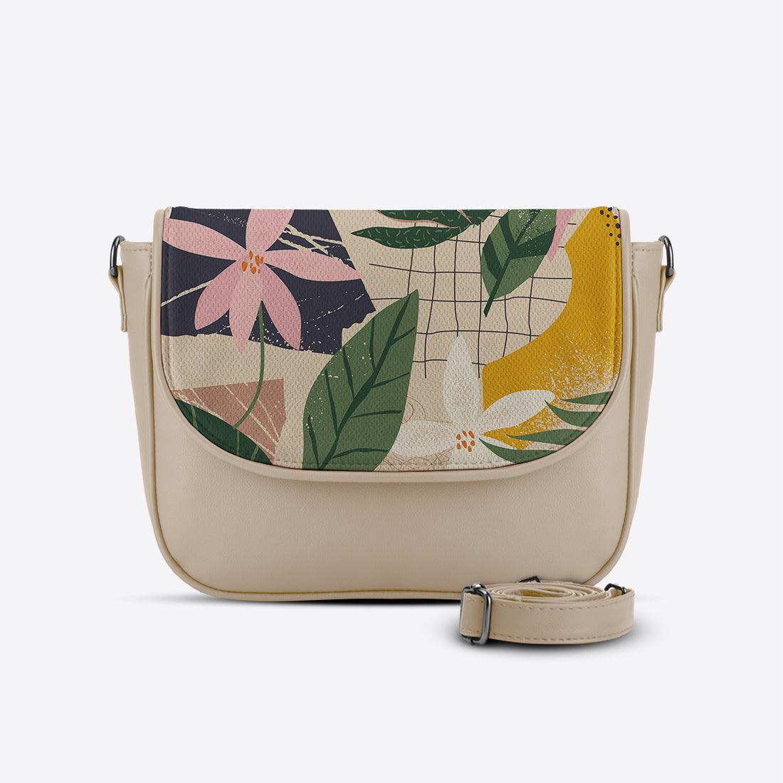 Beige Messenger Crossbody Summer Leafs - CANVAEGYPT