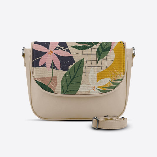 Beige Messenger Crossbody Summer Leafs - CANVAEGYPT