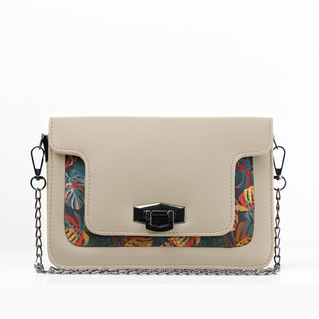 Beige Mini Embossed Chain Bag Palm - CANVAEGYPT