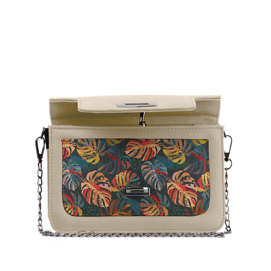 Beige Mini Embossed Chain Bag Palm - CANVAEGYPT