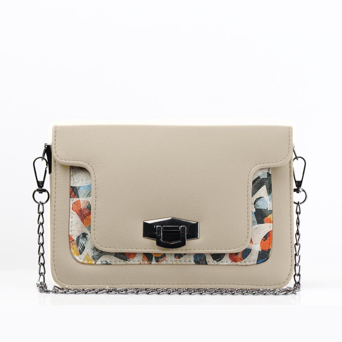 Beige Mini Embossed Chain Bag Sand Brushes - CANVAEGYPT