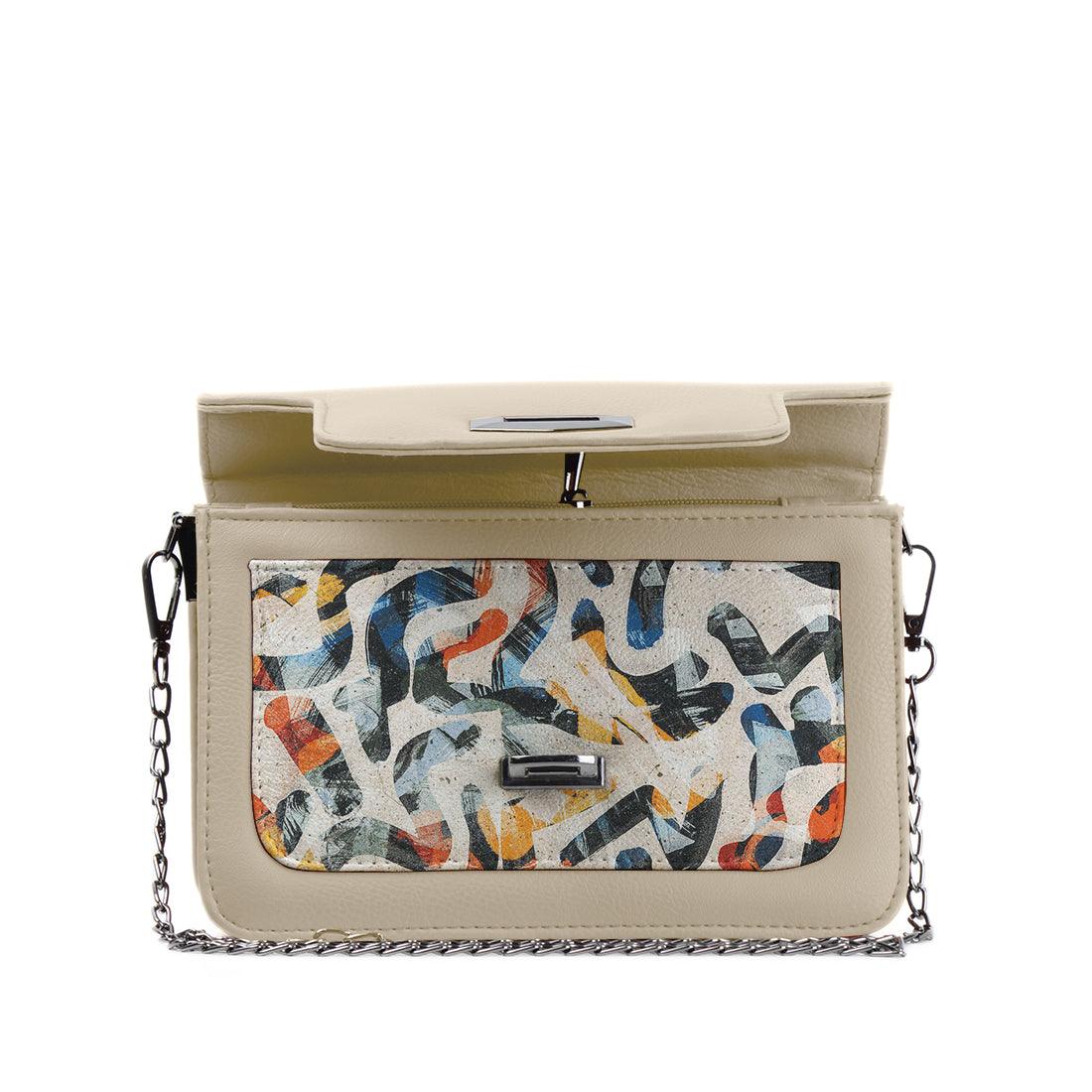 Beige Mini Embossed Chain Bag Sand Brushes - CANVAEGYPT