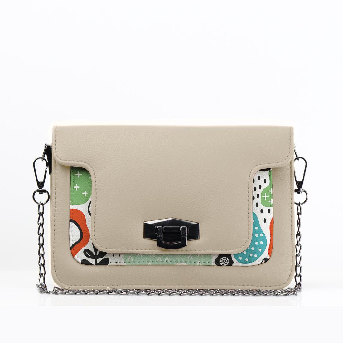 Beige Mini Embossed Chain Bag Shapes - CANVAEGYPT